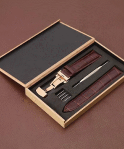 HIGH QUALITY 316L COWHIDE LEATHER WATCH STRAP WITH BUTTERFLY BUCKLE (WOODEN BOX)